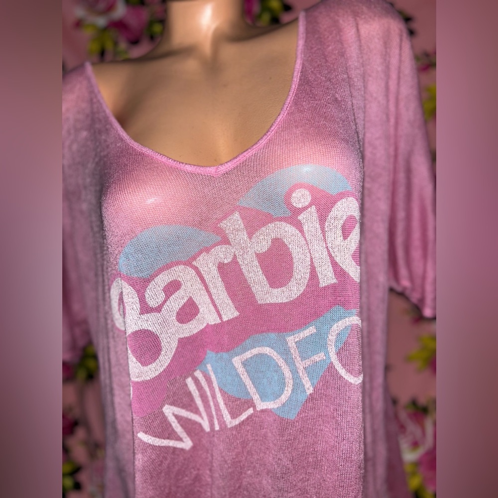 WILDFOX malibu BARBIE pink oversized sheer top bikini swimsuit cover up beach